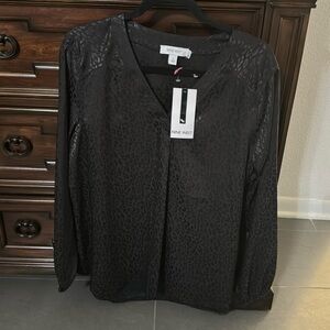 Black Leopard print silky feel Nine West blouse